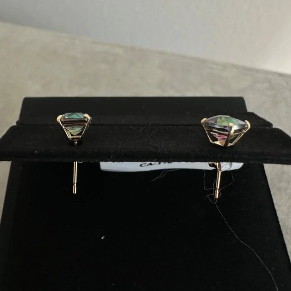 Mystic Topaz 14k Gold Pierced Earrings - Picture 6 of 10